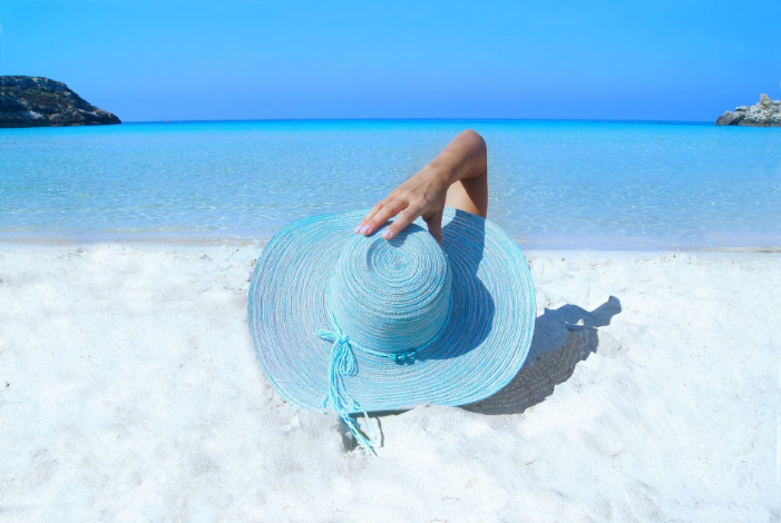 a woman on the beach